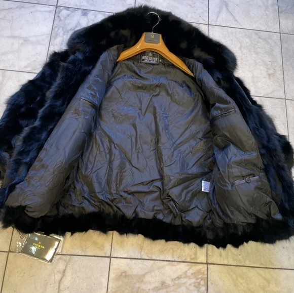 Luxurious Black Genuine FOX Fur Jacket Brand New Men's 2X - Picture 3 of 8
